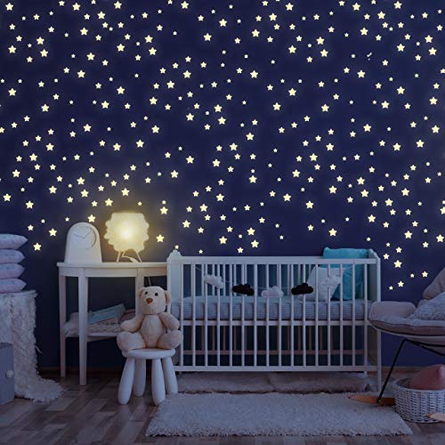 Homery Sternenhimmel 400 Leuchtsterne selbstklebend mit starker Leuchtkraft, fluoreszierende Leuchtsterne & Wanddeko Aufkleber Baby, Kinder Schlafzimmer (Leuchtsterne)