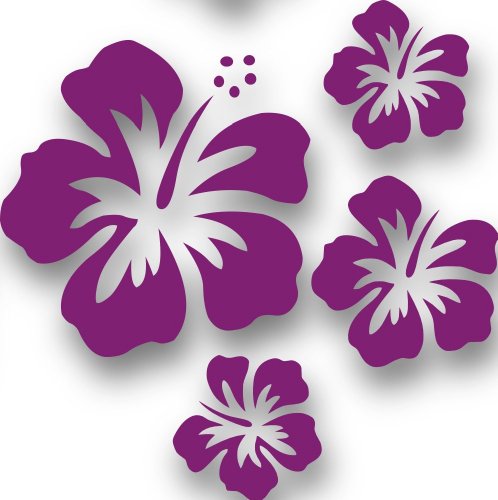 MIXED SET HIBSIKUS Blüten, 4 Stück violett lila Autoaufkleber Blumen Sticker Outdoor, Wandtattoo & Fensterbild Hibiscus Hawaii