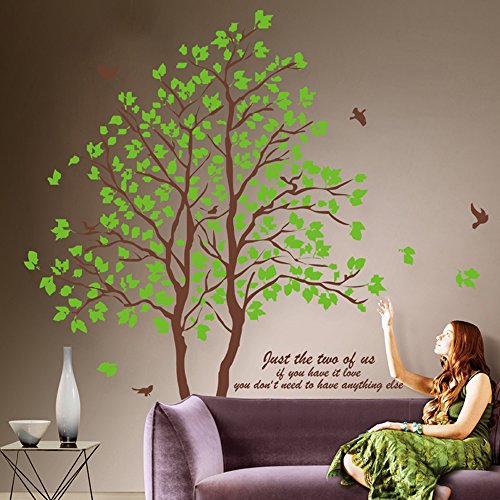 ufengke® Xlarge Romantisches Paar Baum Wandsticker,Wohnzimmer Schlafzimmer Entfernbare Wandtattoos Wandbilder, Set von 2 Blatt
