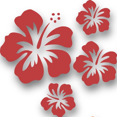 MIXED SET HIBSIKUS Blüten, 4 Stück rote Autoaufkleber Blumen Sticker Outdoor, Wandtattoo & Fensterbild Hibiscus Hawaii
