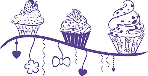 GRAZDesign Kühlschrank Aufkleber dekorieren Erdbeere - Wandsticker Küche Herz - Wandtattoo Küche Cupcake / 77x40cm / 043 Lavendel