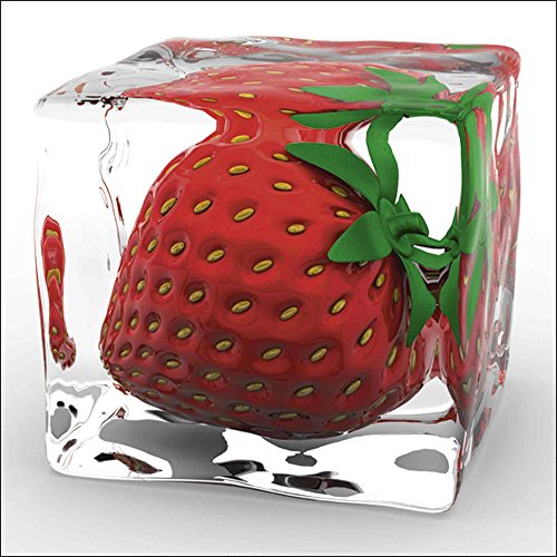 Artland Qualitätsbilder I Glasbilder Deko Glas Bilder 50 x 50 cm Ernährung Genuss Lebensmittel Obst Foto Rot A6NE Erdbeere in Eis