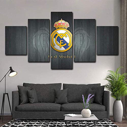 AREABP Moderne Wohnkultur Wandkunst Leinwandbild Real Madrid Football Club Modulare Sport Poster 5 Stück Modulare Wand Hintergrund Malerei-Without Framed