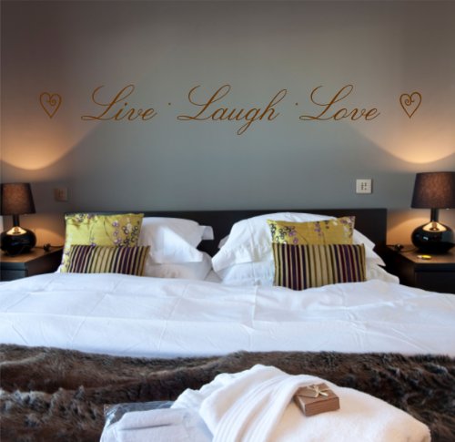 Wandtattoo, englischer Schriftzug  Live Laugh Love , Vinyl, für Schlafzimmer, Lounge, Diele etc., 120 cm braun