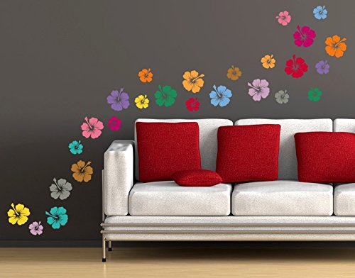 Klebefieber Wandtattoo Hibiskusblüten Set (20 Paar-Blüten) B x H: 60cm x 82cm