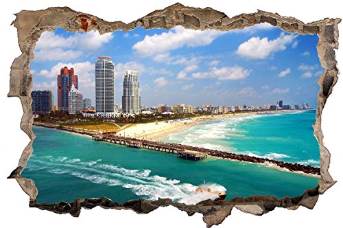 Miami Skyline Stadt Florida USA Wandtattoo Wandsticker Wandaufkleber D0358 Größe 60 cm x 90 cm