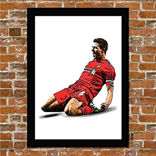 Poster Liverpool - Steven Gerrard - Gerahmt, Illustrationsdruck