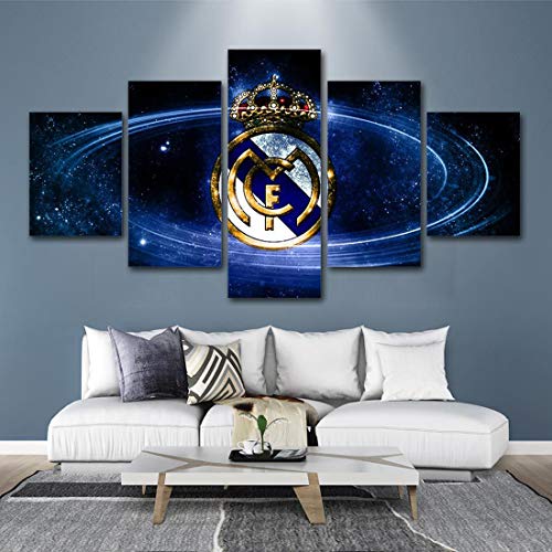 Angel&H Nordisch Poster Wandkunst Real Madrid Fußballverein Segeltuch Drucken Gemälde 5 Panels Zuhause Dekor Bilder Kunstwerk,A,40x60x2+40x100x1+40x80x2