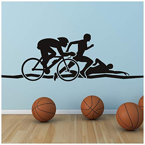 azutura Triathlon Run Swim Cycle ausführen Wand Sticker Leichtathletik Sport Wohnkultur verfügbar in 5 Größen 25 Farben Klein Wolke Grau