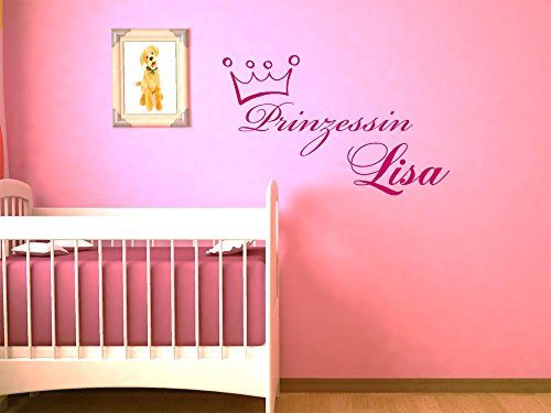GRAZDesign Personalisiertes Wandtattoo - Prinzessin mit Namen - Kinderzimmer Mädchen Tür Aufkleber Geburtstagsgeschenk für Mädchen Babyzimmer-Dekoration / 81x50cm / 053 hellblau