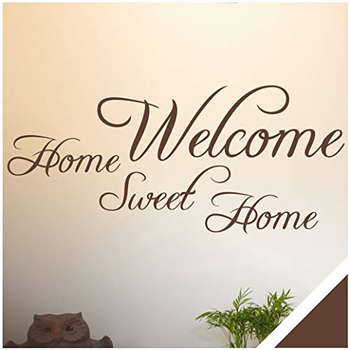 Exklusivpro Wandtattoo Spruch Wand-Worte Welcome Home Sweet Home inkl. Rakel (wrt03 braun) 100 x 45 cm mit Farb- u. Größenauswahl