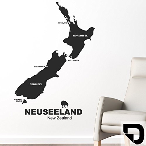 DESIGNSCAPE® Wandtattoo Neuseeland 55 x 80 cm (Breite x Höhe) schwarz DW806015-S-F4