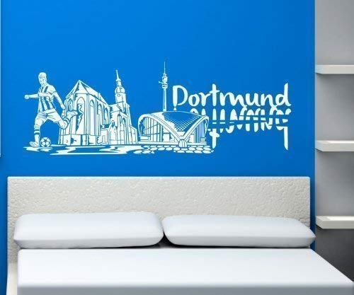 Wandtattoo Dortmund Skyline XXL Fussball Wand Aufkleber Deutschland Stadt 1M138, Farbe:Schwarz Matt;Breite:100 cm