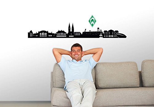 Wandtattoo, Aufkleber   Werder Bremen Skyline schwarz mit Werder Logo farbig   120x19, Logo 12x18   Art. Nr. brem10031   Wall Art