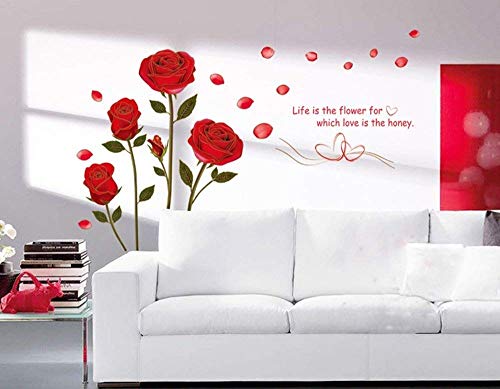 Ufengke®, Wandtattoo, Wandsticker, Wandaufkleber. Romantische rote Rosen für Wohnzimmer und Schlafzimmer, abnehmbar