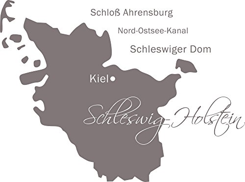 GRAZDesign Wandaufkleber Klebefolie Landkarte Umriss Deutschland - Dekoration Wohnung Kiel - Wandtattoo Ostsee Norden / 77x57cm / 090 Silbergrau