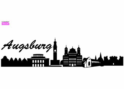 Beiwanda Wandtattoo: Augsburg Skyline _ 120 x 47cm Dunkelgrau