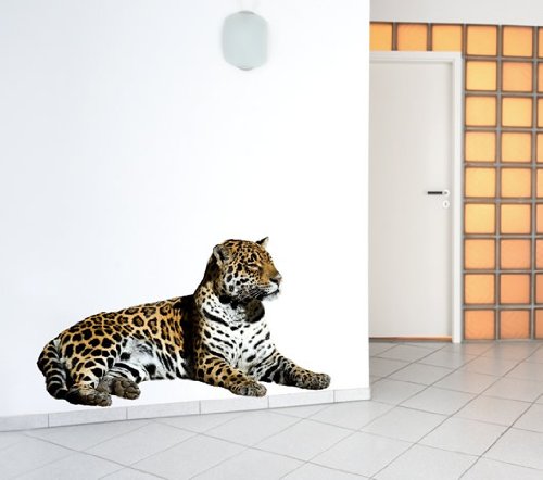 Bunt Leopard Nr.162 Wandaufkleber Wandmotiv (Größe: 77cm x 42cm)