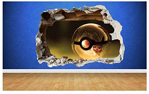 Thorpe Signs Wandaufkleber Pokemon Go, Pikachu, 3D Stil, zerstörte Wand,  Kinderzimmer, Schlafzimmer, Vinyl, Large: 80cm x 58cm