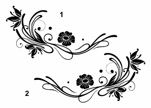 Wandtattooladen Wandtattoo - Blumen-Ornament-Set, 2-farbig Größe:70x31cm Farbe: hellgrau