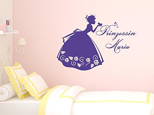 GRAZDesign Personalisiertes Wandtattoo - Prinzessin Frosch mit Namen - Kinderzimmer Mädchen Tür Aufkleber Geburtstagsgeschenk für Mädchen Babyzimmer / 70x50cm / 080 braun