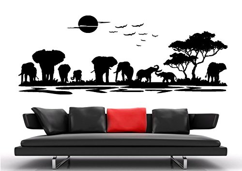 Unbekannt Wandtattoo 30 Farben zur Wahl Afrika Landschaft Tier Baum waf21(Printed Sticker,gedruckt auf transpante Folie, ca.20 x 8cm)