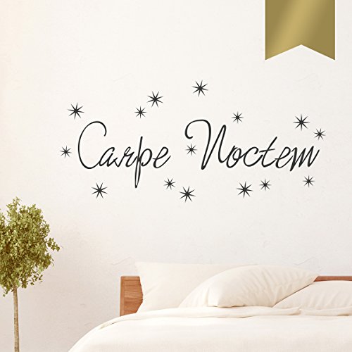 Wandkings Wandtattoo  Carpe Noctem mit 15 Sternen  140 x 64 cm gold - erhältlich in 33 Farben