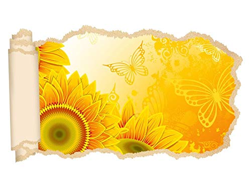 3D Sonnenblumen Wand Aufkleber Wanddurchbruch sticker Wandbild Kinderzimmer 11U990, Wandbild Größe F:ca. 162cmx97cm