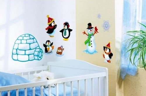 Unbekannt Wandtatoo Kinderzimmer PINGUINE Wandsticker Wanddeko 11 tlg Tiere Eskimo