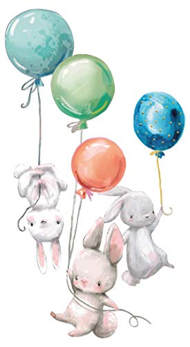 dekodino® Aquarelltiere Hasen Babys mit Luftballons