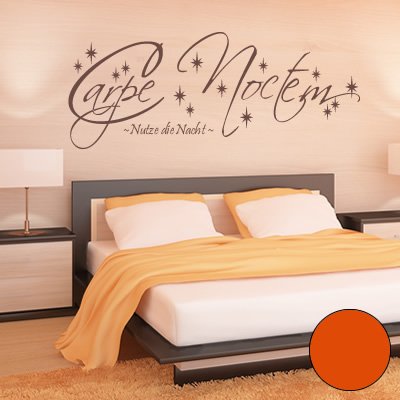 A219 Wandtattoo  Carpe Noctem  95cm x 36cm orange (erhältlich in 40 Farben und 3 Größen)