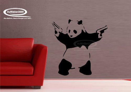 Panda Banksy Art als Wandtattoo I Aufkleber in 27 Farben und versch. Gr. - ca. 95 x 94 cm (bxh) - SCHWARZ