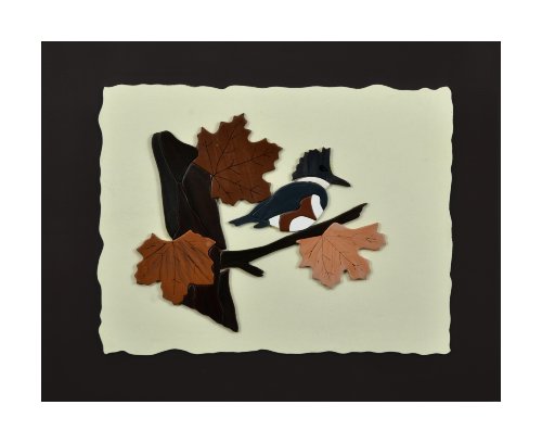 Contemporary Bilderrahmen, handgeschnitzt, aus Holz, mit massivem Holz ^'bird auf einem Baum, Herbst leaves'Bild, Wandhalterung