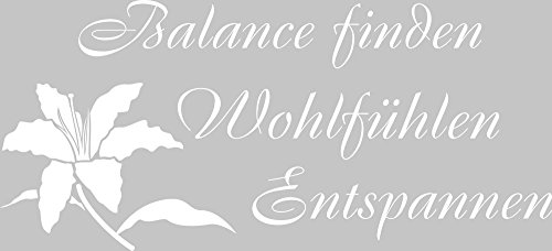 GRAZDesign 650020_40_010 Wandtattoo Wand-Spruch Balance finden | Badezimmer-Tattoo an die Wand/Fliesen / Spiegel (88x40cm // 010 weiss)
