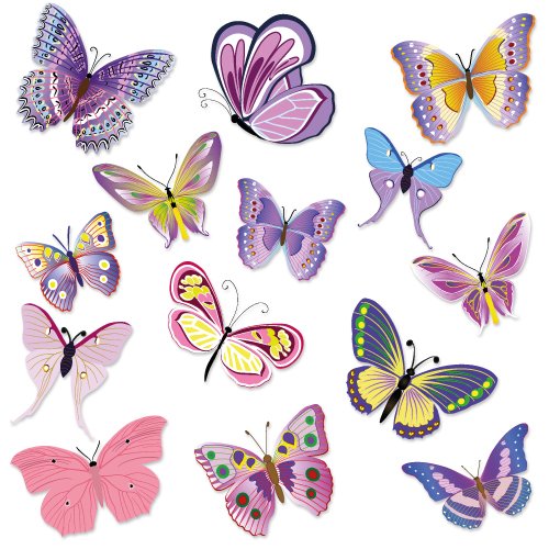 Wandkings Schmetterlinge Wandsticker Set, 14 Aufkleber, 2 DIN A4 Bögen, Gesamtfläche 60 x 20 cm
