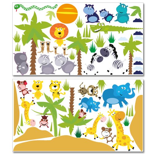 Wandkings Safari Wandsticker Megapack Set, 74 Aufkleber, Gesamtfläche 260 x 70 cm
