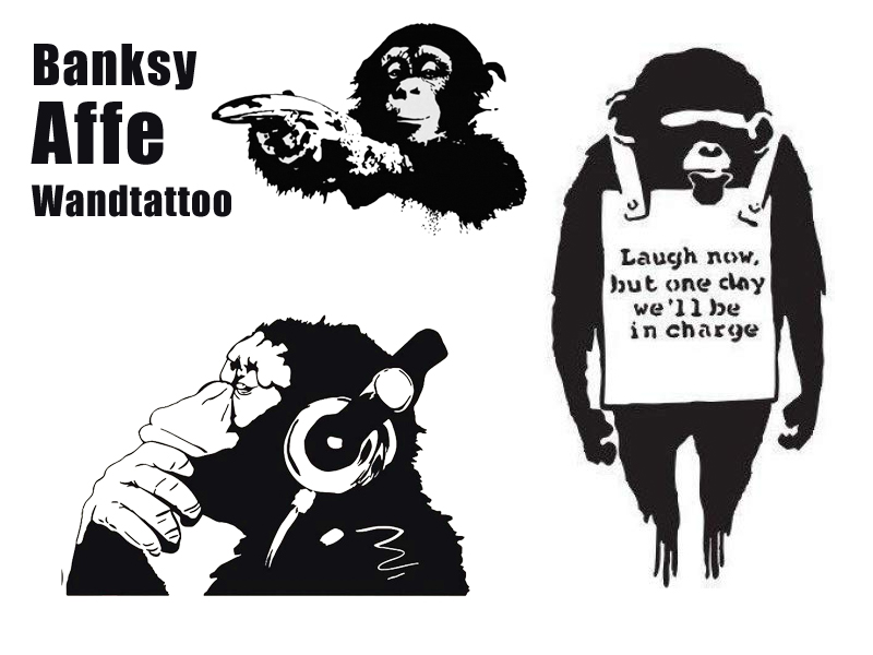 Banksy Wandtattoo Affe