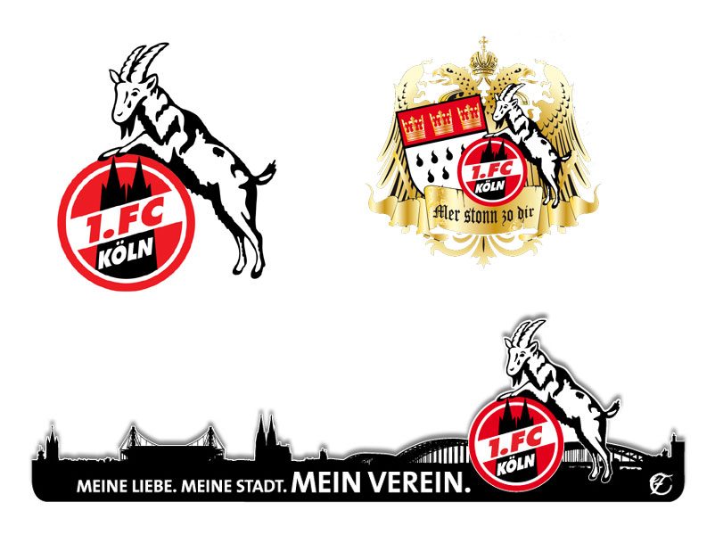 FC Köln Wandtattoo „Skyline” dreiteilig 100x18 cm Logo ca 23x27 cm 1
