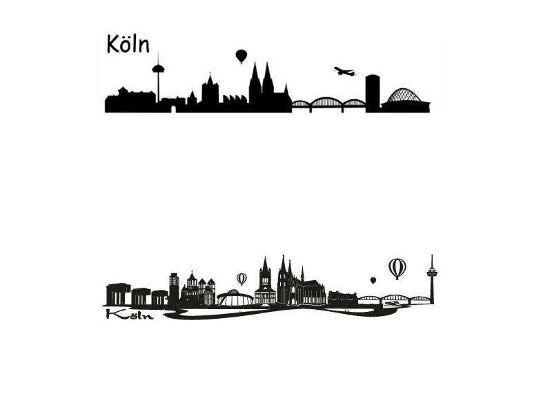 40.776 Köln Skyline mit Schatten Wandtattoo 100x43cm Verklebegröße 