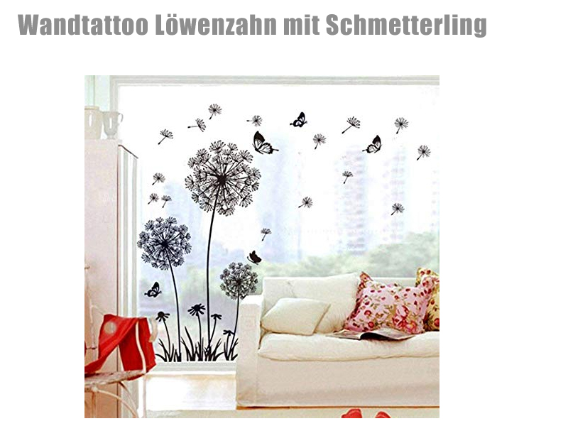 Wandtattoo Löwenzahn mit Schmetterling