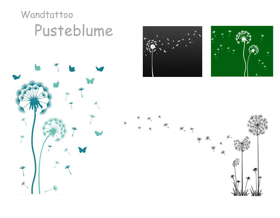 Pusteblumen Wandtattoo Wandaufkleber Aufkleber Gras Blume Schmetterlinge  w322x
